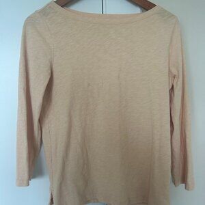 J.Crew Women's Peach 3/4 Sleeve Slub Cotton Tee, Small